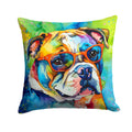 English Bulldog Hippie Dawg Decorative Throw Pillow 14x14 Indoor Outdoor Accent Cushion, Fabric Cover with Insert for Sofa, Bed, Porch & Living Room