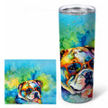 English Bulldog Hippie Dawg Stainless Steel Skinny Tumbler 20 oz Vacuum Double Walled Reusable Insulated Travel Cup