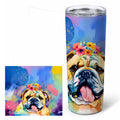 English Bulldog Hippie Dawg Stainless Steel Skinny Tumbler 20 oz Vacuum Double Walled Reusable Insulated Travel Cup
