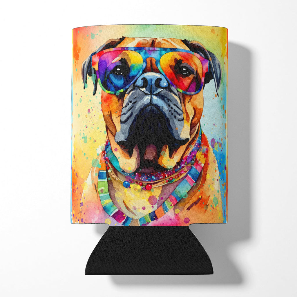 Bullmastiff Hippie Dawg Can or Bottle Hugger Cooler Sleeve for Standard 12 oz Cans, Insulated Foam Beer & Soda Can Hugger Reusable