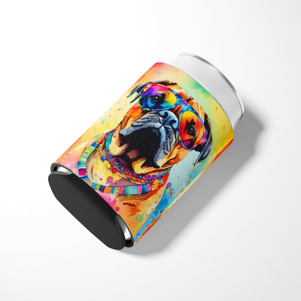 Bullmastiff Hippie Dawg Can or Bottle Hugger Cooler Sleeve for Standard 12 oz Cans, Insulated Foam Beer & Soda Can Hugger Reusable