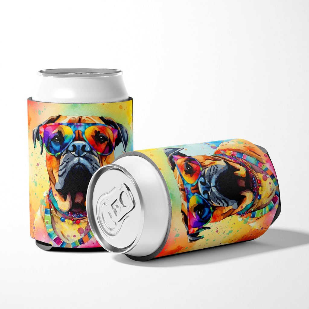 Bullmastiff Hippie Dawg Can or Bottle Hugger Cooler Sleeve for Standard 12 oz Cans, Insulated Foam Beer & Soda Can Hugger Reusable