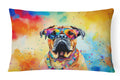 Bullmastiff Hippie Dawg Decorative Throw Pillow 12x16 Indoor Outdoor Accent Cushion, Fabric Cover with Insert for Sofa, Bed, Porch & Living Room