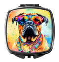 Bullmastiff Hippie Dawg Compact Mirror Decorative Travel Makeup Mirror for Women Girls Gifts Pocket Makeup Mirror Folding Handheld