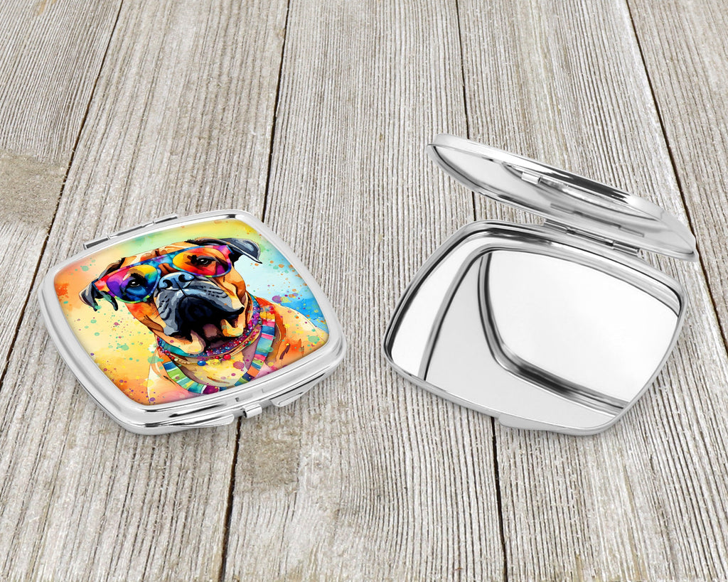 Bullmastiff Hippie Dawg Compact Mirror Decorative Travel Makeup Mirror for Women Girls Gifts Pocket Makeup Mirror Folding Handheld