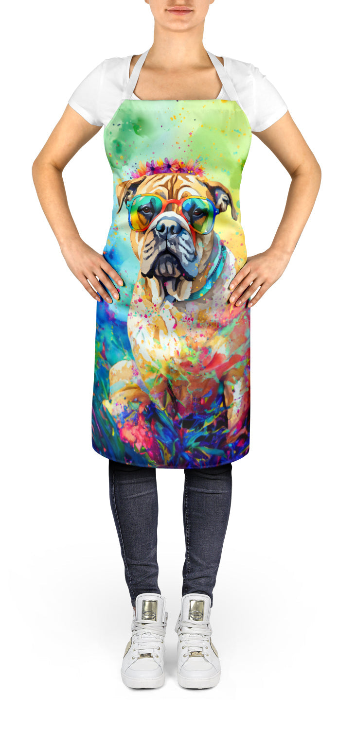 Bullmastiff Hippie Dawg Apron Cooking Kitchen Server Baking Crafts Gardening for Adult Women Men, Unisex, Large, Multicolor