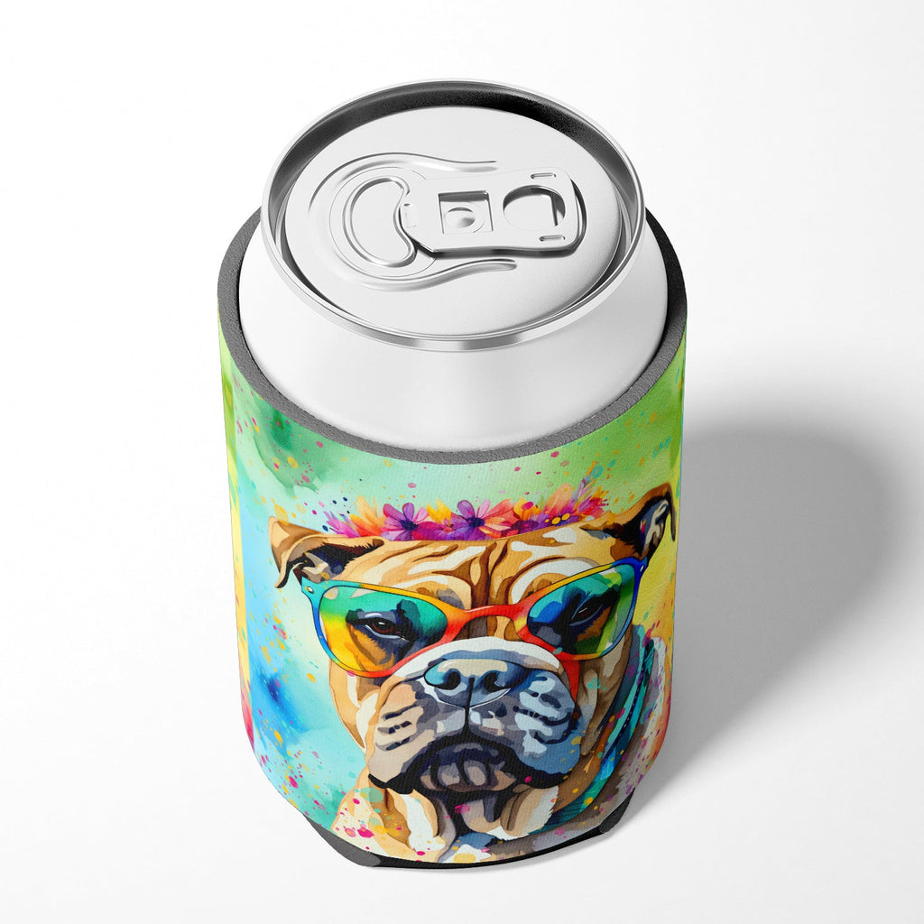 Bullmastiff Hippie Dawg Can or Bottle Hugger Cooler Sleeve for Standard 12 oz Cans, Insulated Foam Beer & Soda Can Hugger Reusable