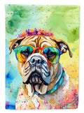 Bullmastiff Hippie Dawg House Flag 28x40 Porch Sleeve Pole Decorative Outside Yard Banner Artwork Wall Hanging, Polyester