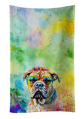 Bullmastiff Hippie Dawg Kitchen Towel Velour Plush Front and Cotton Loop Back Machine Washable