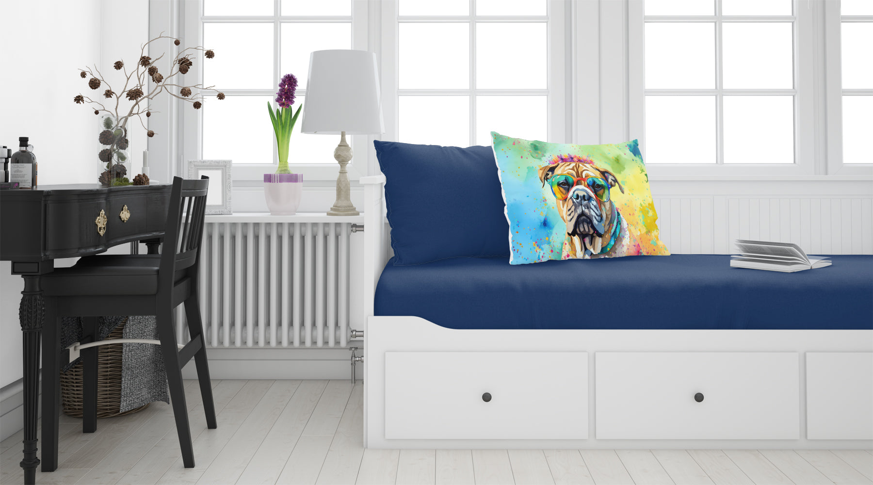 Bullmastiff Hippie Dawg Standard Pillowcase Lightweight Super Soft Easy Care Decorative Artwork Pillowcase, Standard