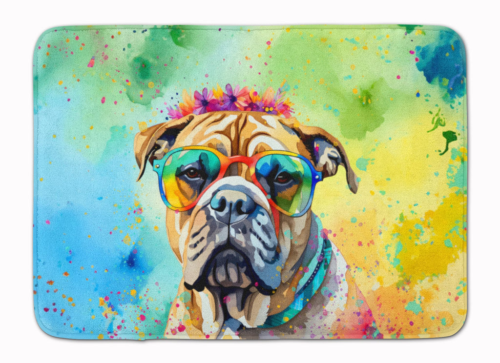 Bullmastiff Hippie Dawg Memory Foam Kitchen Mat Machine Washable Anti-Fatigue Cushion Comfort Bath or Kitchen Rug
