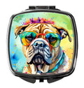 Bullmastiff Hippie Dawg Compact Mirror Decorative Travel Makeup Mirror for Women Girls Gifts Pocket Makeup Mirror Folding Handheld