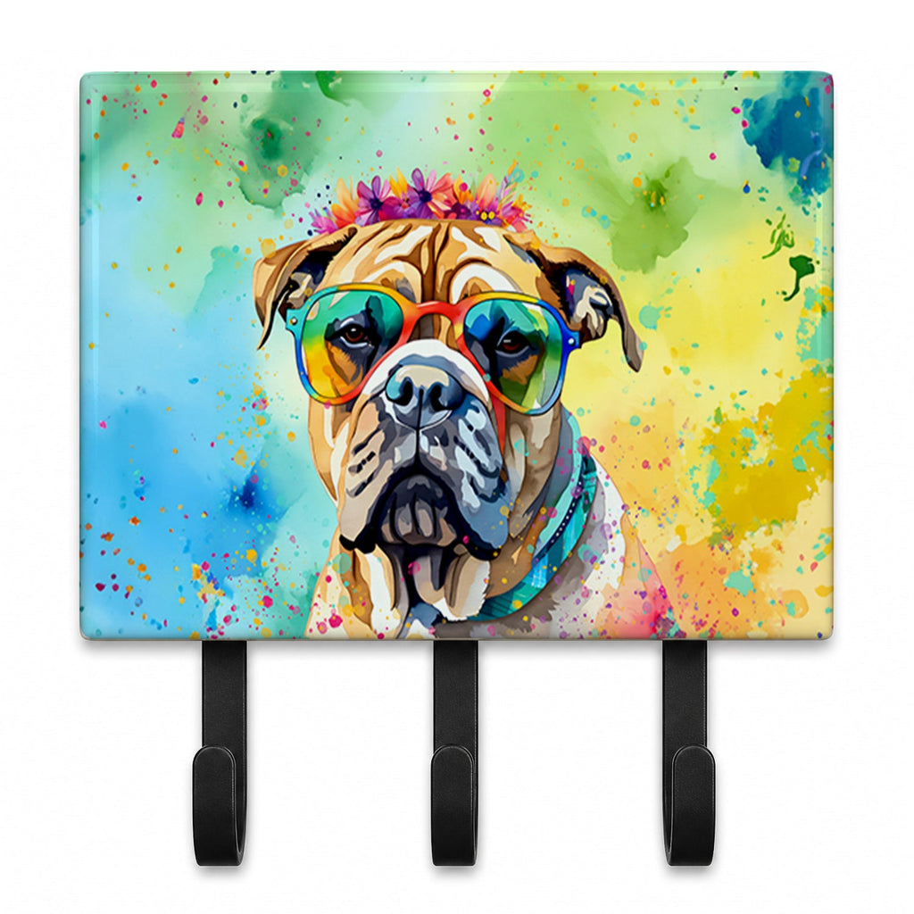 Bullmastiff Hippie Dawg Leash or Key Holder Wall Hooks, Coat Rack Wall Mount, for Hanging Keys, Towels, Aprons, Leashes