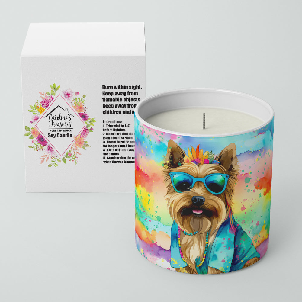Cairn Terrier Hippie Dawg Decorative Soy Candle Nature Soy Wax Essential Oil Home Decor Ideal for Bedroom Kitchen Bath Office Gift, 10 oz