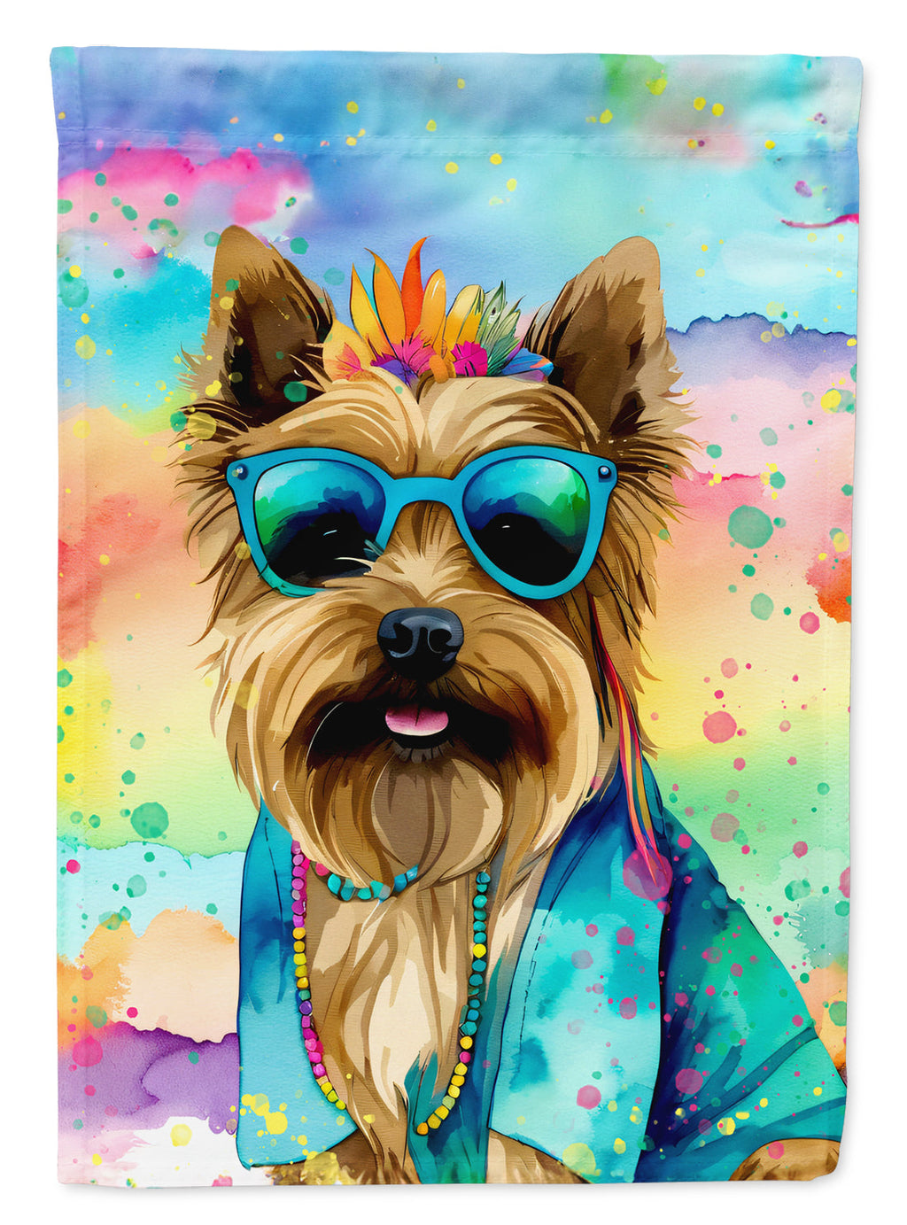 Cairn Terrier Hippie Dawg House Flag 28x40 Porch Sleeve Pole Decorative Outside Yard Banner Artwork Wall Hanging, Polyester