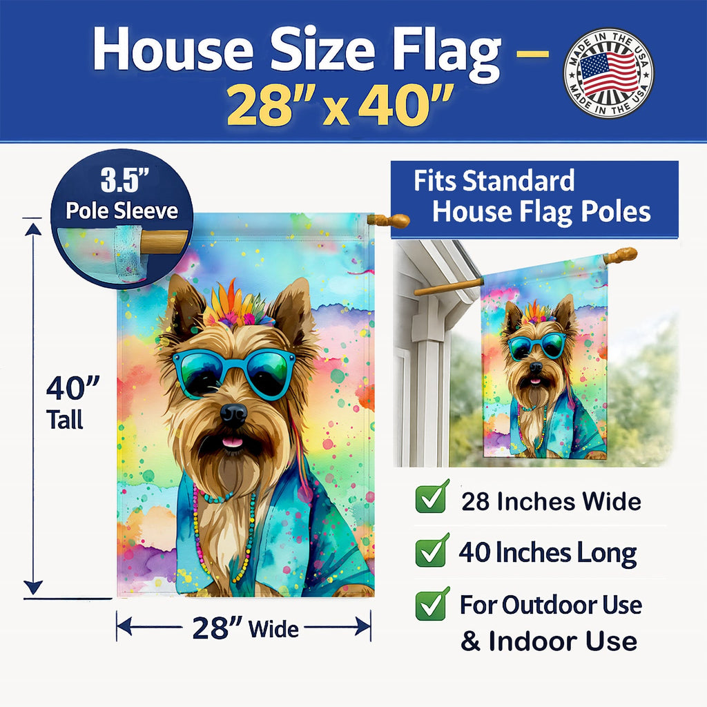 Cairn Terrier Hippie Dawg House Flag 28x40 Porch Sleeve Pole Decorative Outside Yard Banner Artwork Wall Hanging, Polyester