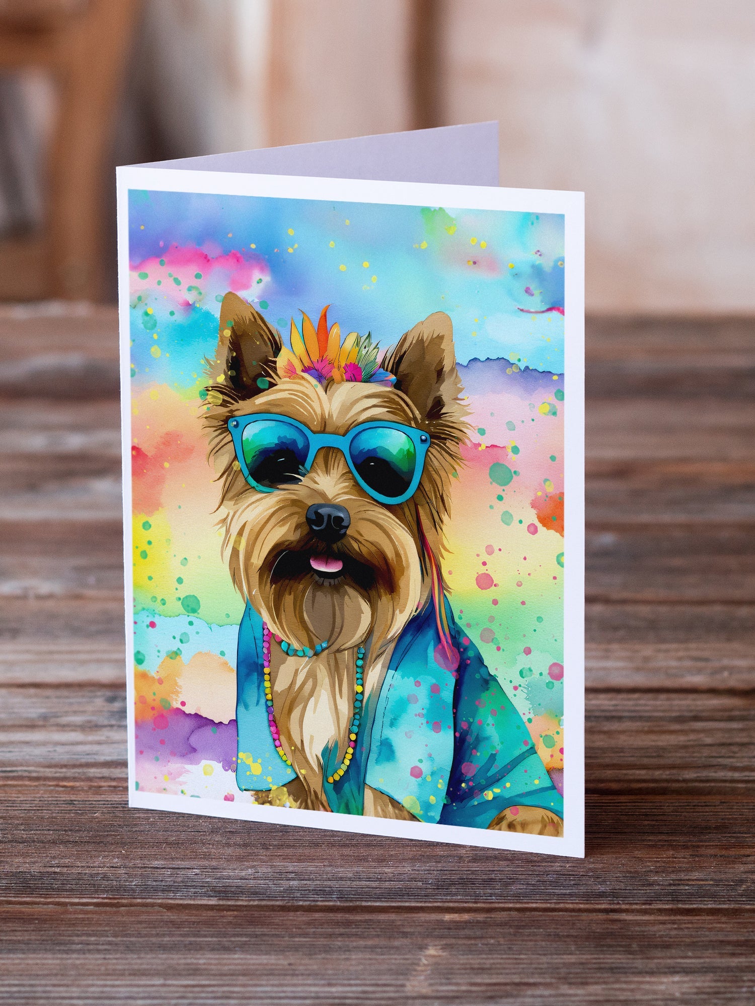Cairn Terrier Hippie Dawg Greeting Cards Pack of 8 Blank Cards with Envelopes Whimsical A7 Size 5x7