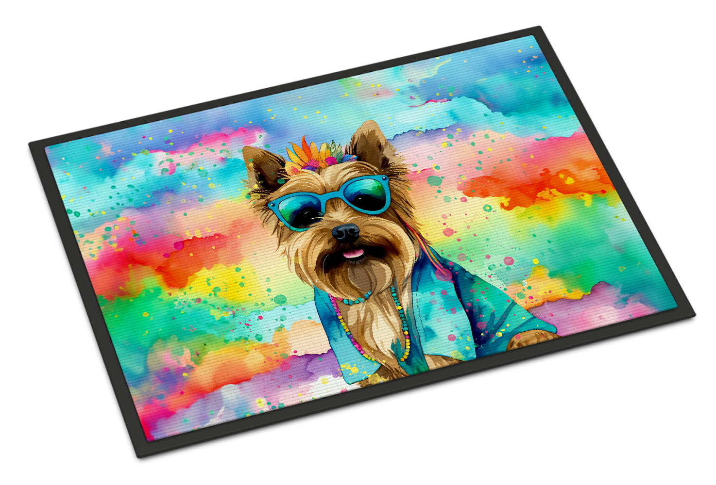 Cairn Terrier Hippie Dawg Doormat Indoor Outdoor 24H X 36W Front Door Mat Rugs for Entryway, Non Slip Washable Low Pile,