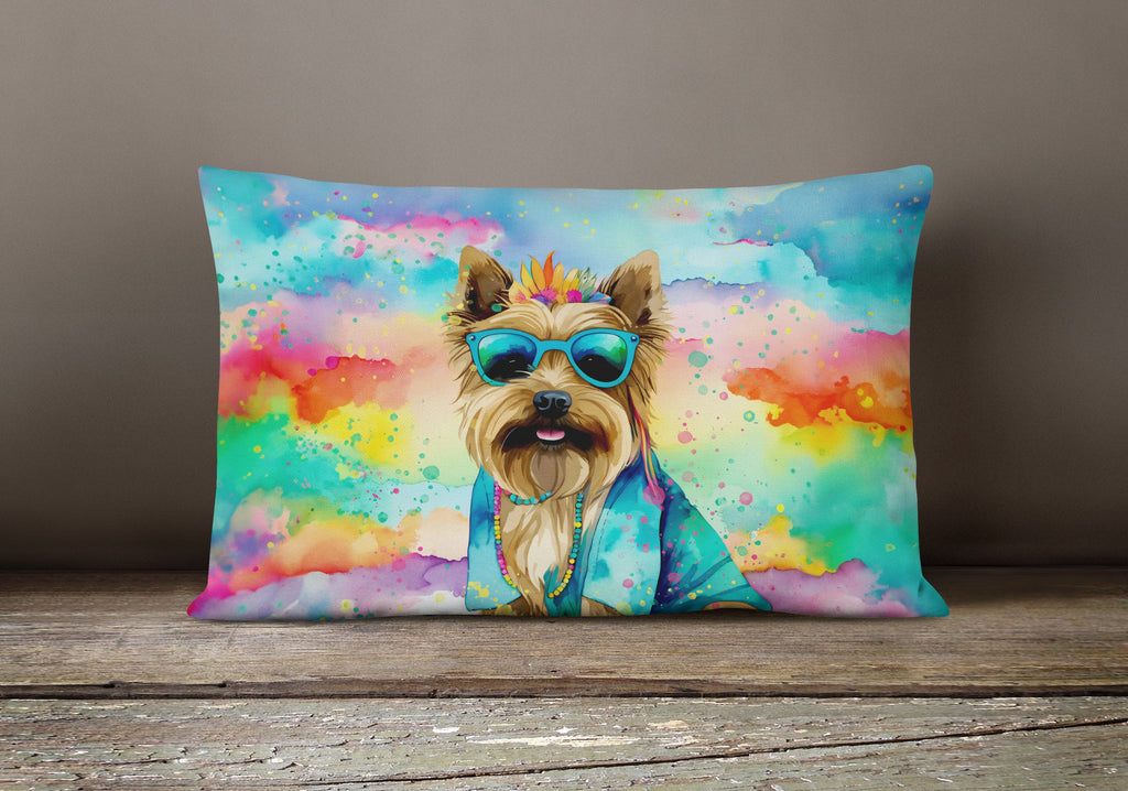 Cairn Terrier Hippie Dawg Decorative Throw Pillow 12x16 Indoor Outdoor Accent Cushion, Fabric Cover with Insert for Sofa, Bed, Porch & Living Room