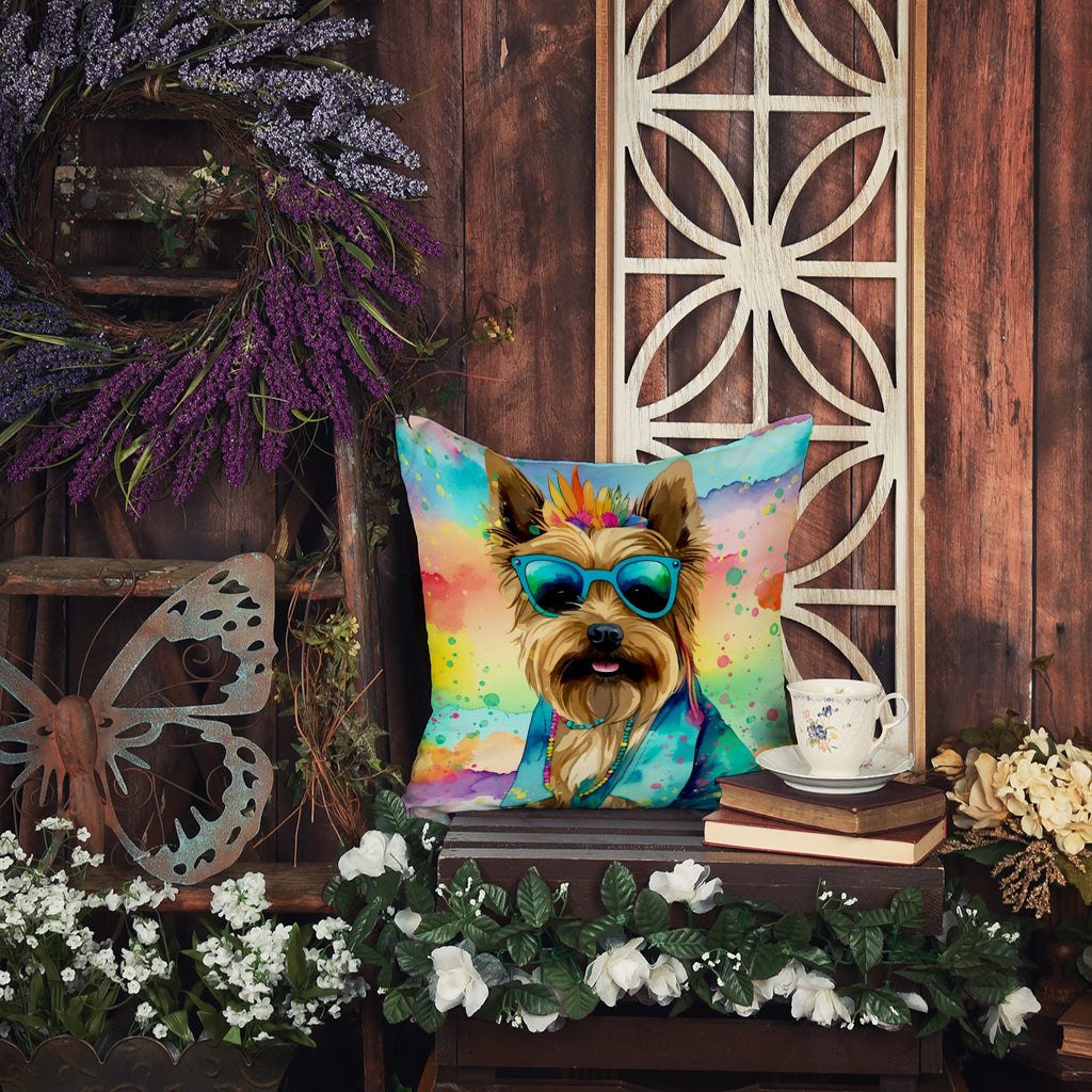 Cairn Terrier Hippie Dawg Decorative Throw Pillow 18x18 Indoor Outdoor Accent Cushion, Fabric Cover with Insert for Sofa, Bed, Porch & Living Room