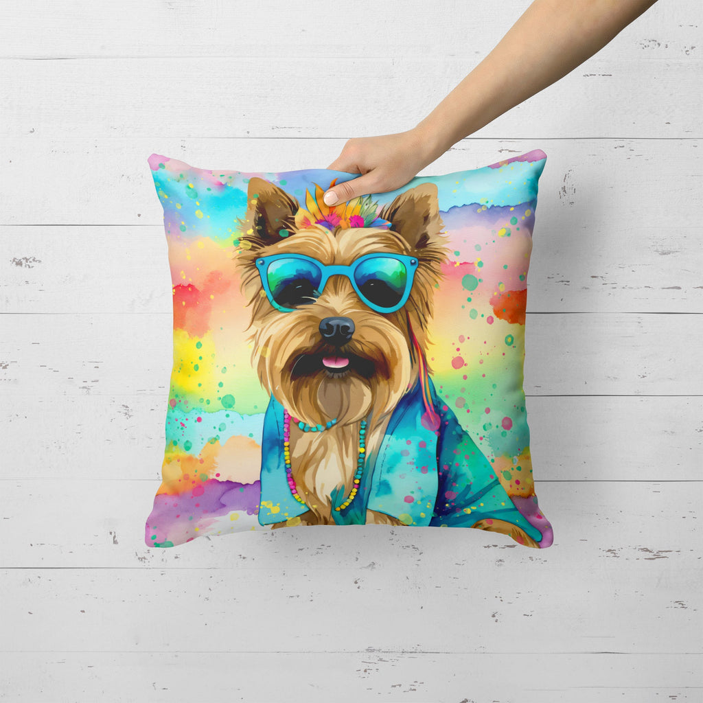 Cairn Terrier Hippie Dawg Decorative Throw Pillow 18x18 Indoor Outdoor Accent Cushion, Fabric Cover with Insert for Sofa, Bed, Porch & Living Room