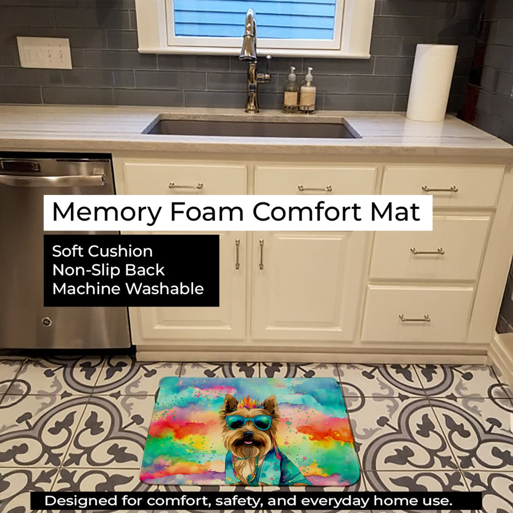 Cairn Terrier Hippie Dawg Memory Foam Kitchen Mat Machine Washable Anti-Fatigue Cushion Comfort Bath or Kitchen Rug