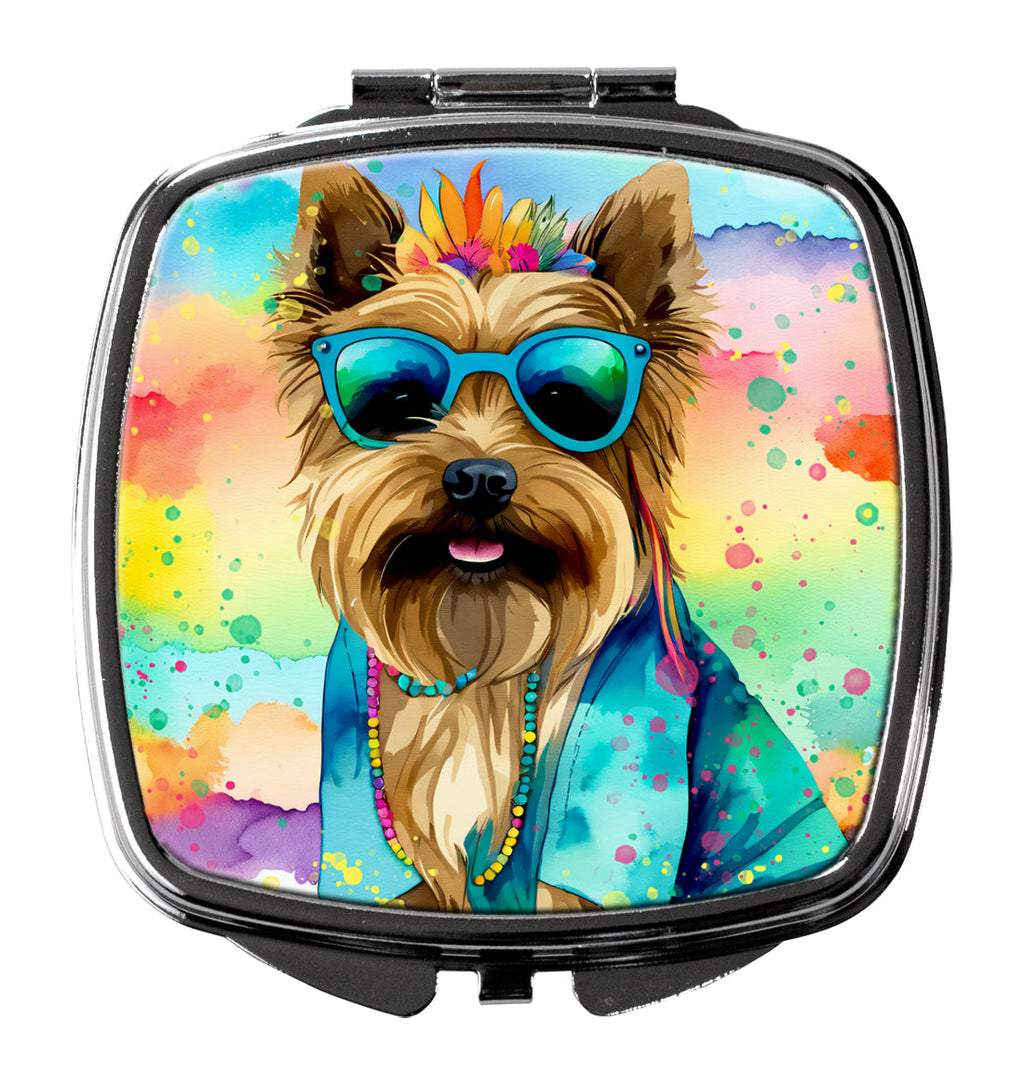 Cairn Terrier Hippie Dawg Compact Mirror Decorative Travel Makeup Mirror for Women Girls Gifts Pocket Makeup Mirror Folding Handheld