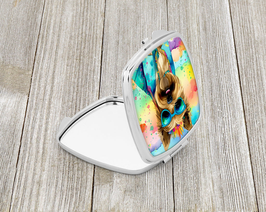 Cairn Terrier Hippie Dawg Compact Mirror Decorative Travel Makeup Mirror for Women Girls Gifts Pocket Makeup Mirror Folding Handheld