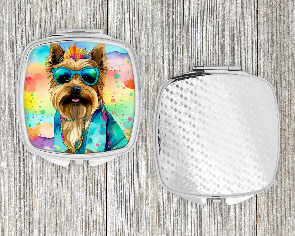 Cairn Terrier Hippie Dawg Compact Mirror Decorative Travel Makeup Mirror for Women Girls Gifts Pocket Makeup Mirror Folding Handheld