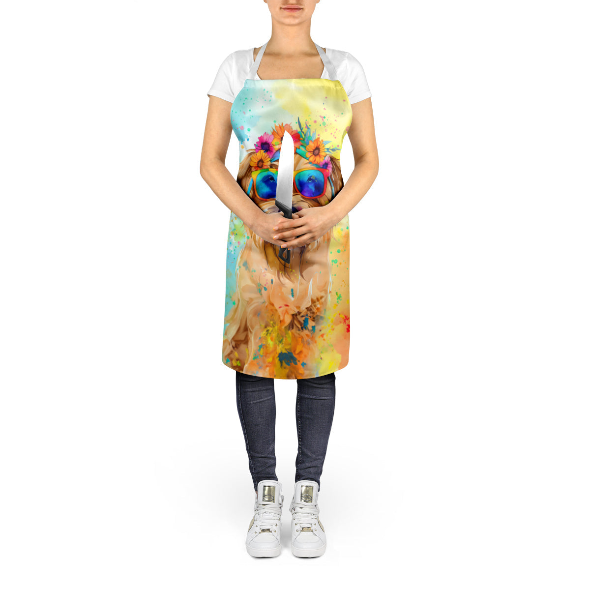 Cairn Terrier Hippie Dawg Apron Cooking Kitchen Server Baking Crafts Gardening for Adult Women Men, Unisex, Large, Multicolor