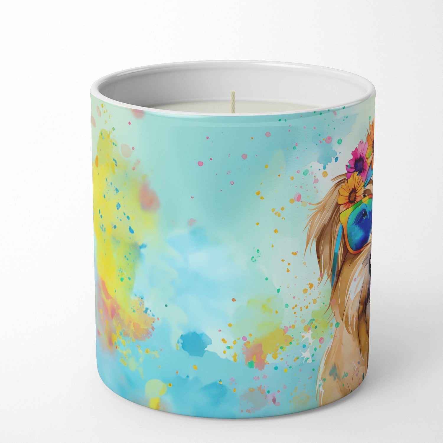 Cairn Terrier Hippie Dawg Decorative Soy Candle Nature Soy Wax Essential Oil Home Decor Ideal for Bedroom Kitchen Bath Office Gift, 10 oz