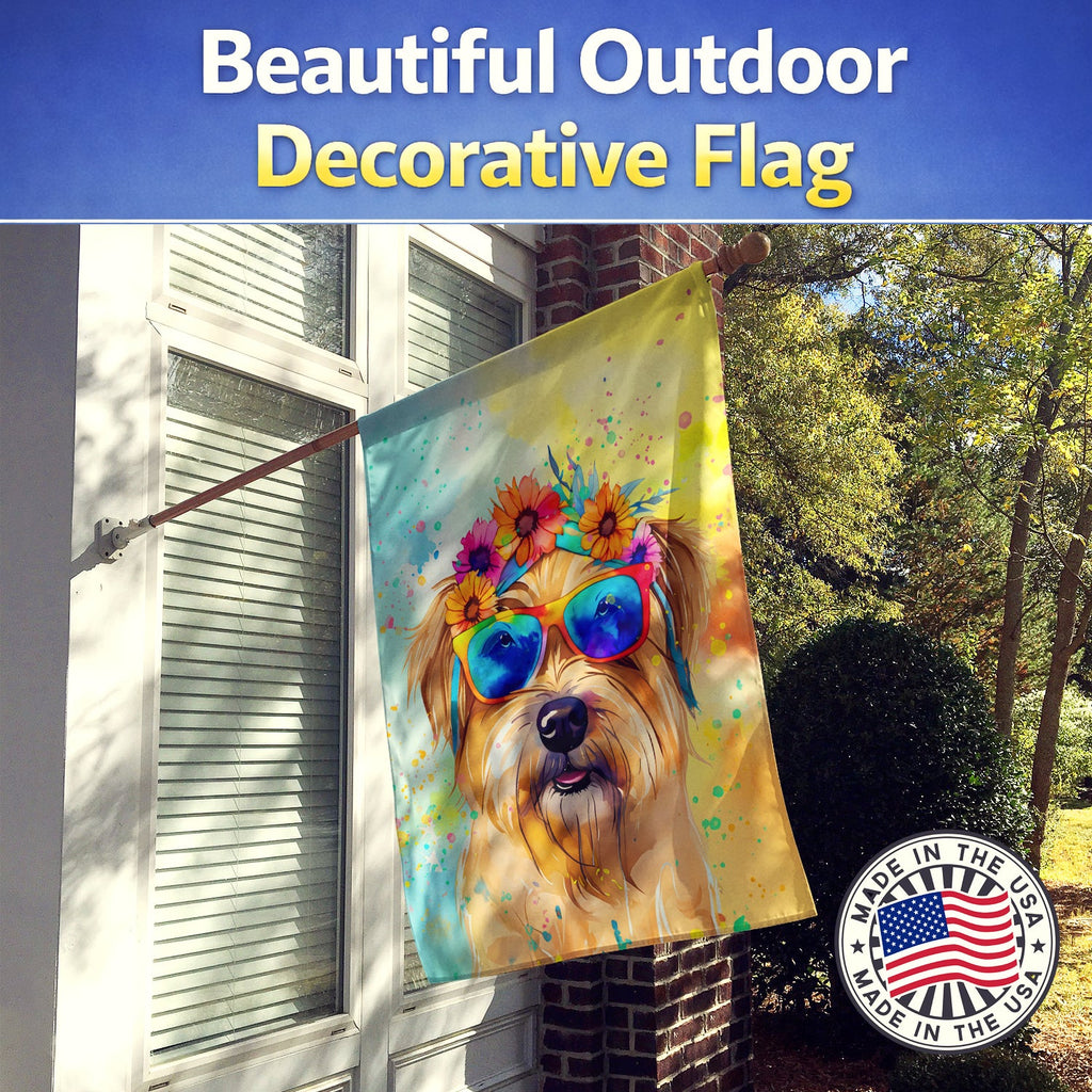 Cairn Terrier Hippie Dawg House Flag 28x40 Porch Sleeve Pole Decorative Outside Yard Banner Artwork Wall Hanging, Polyester