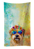 Cairn Terrier Hippie Dawg Kitchen Towel Velour Plush Front and Cotton Loop Back Machine Washable