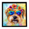 Cairn Terrier Hippie Dawg Framed Metal Print Bathroom, Kitchen, Office, Home Decor Wall Art Ready to Hang, Square, 8X8