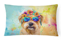 Cairn Terrier Hippie Dawg Decorative Throw Pillow 12x16 Indoor Outdoor Accent Cushion, Fabric Cover with Insert for Sofa, Bed, Porch & Living Room