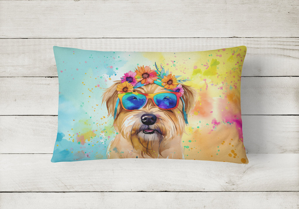 Cairn Terrier Hippie Dawg Decorative Throw Pillow 12x16 Indoor Outdoor Accent Cushion, Fabric Cover with Insert for Sofa, Bed, Porch & Living Room