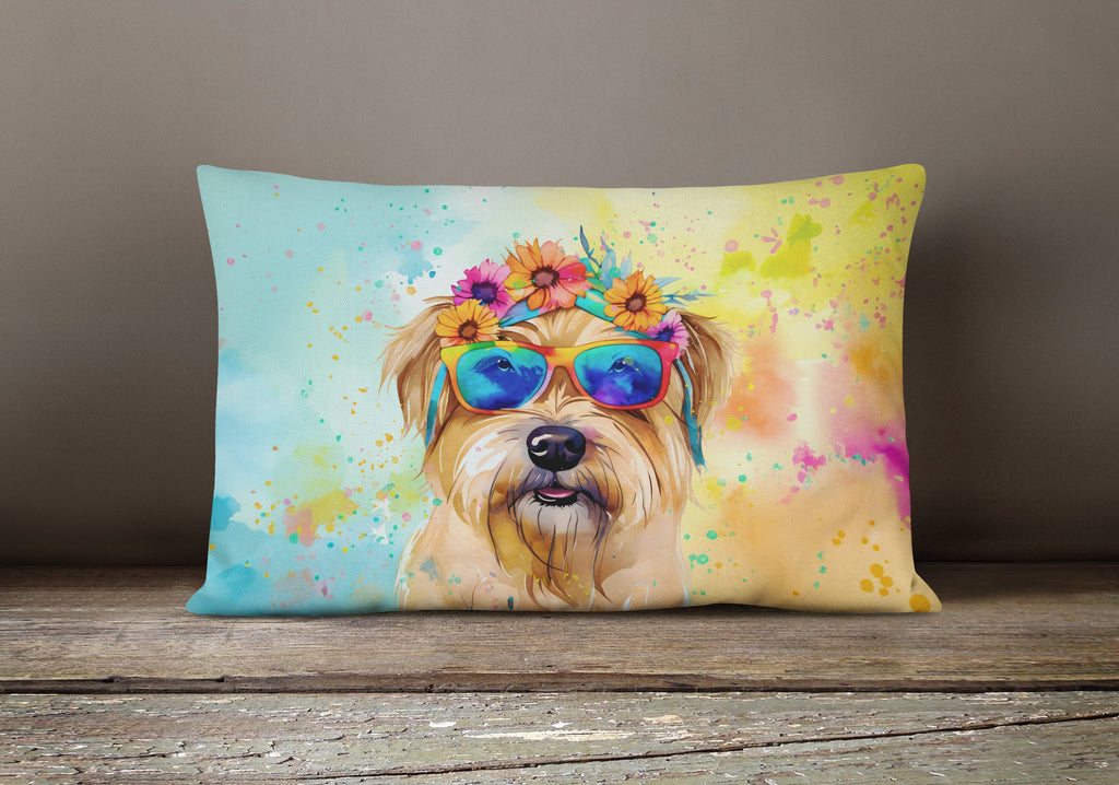 Cairn Terrier Hippie Dawg Decorative Throw Pillow 12x16 Indoor Outdoor Accent Cushion, Fabric Cover with Insert for Sofa, Bed, Porch & Living Room
