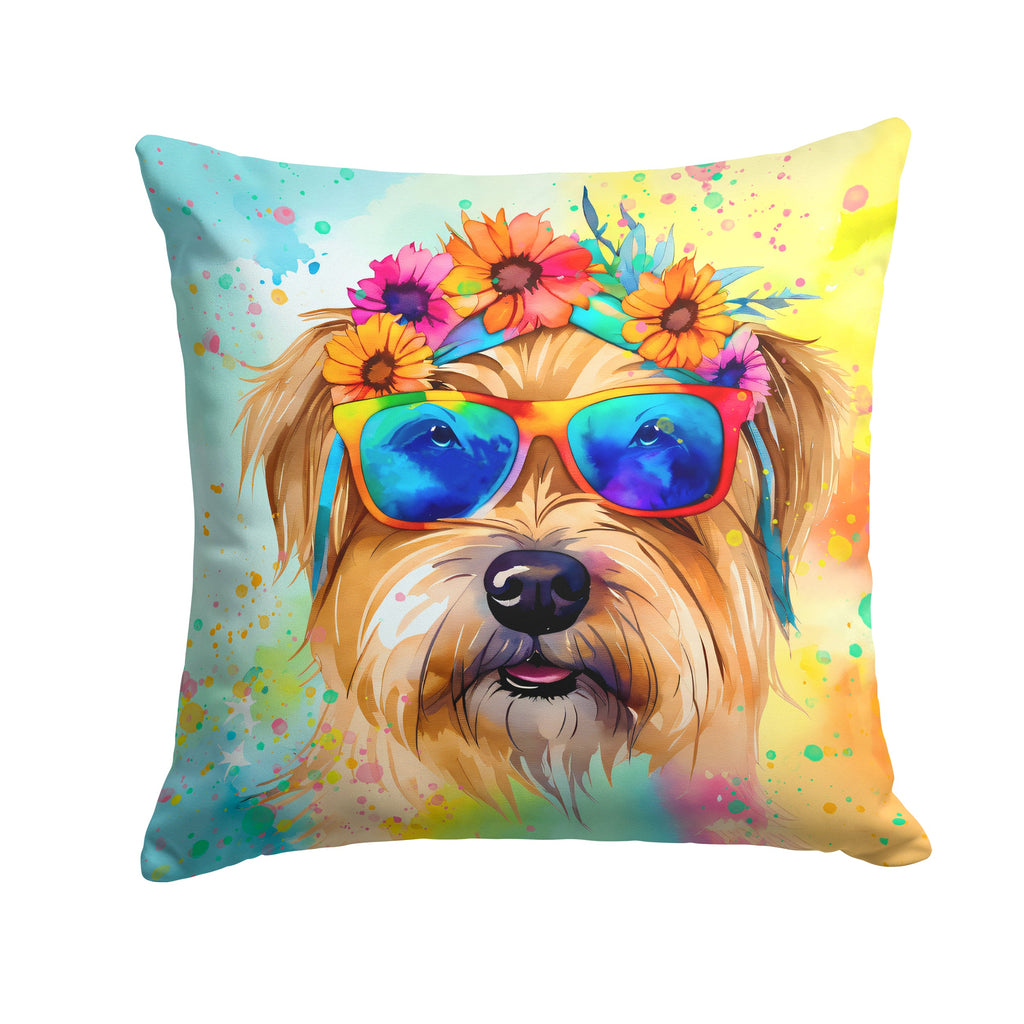 Cairn Terrier Hippie Dawg Decorative Throw Pillow 18x18 Indoor Outdoor Accent Cushion, Fabric Cover with Insert for Sofa, Bed, Porch & Living Room