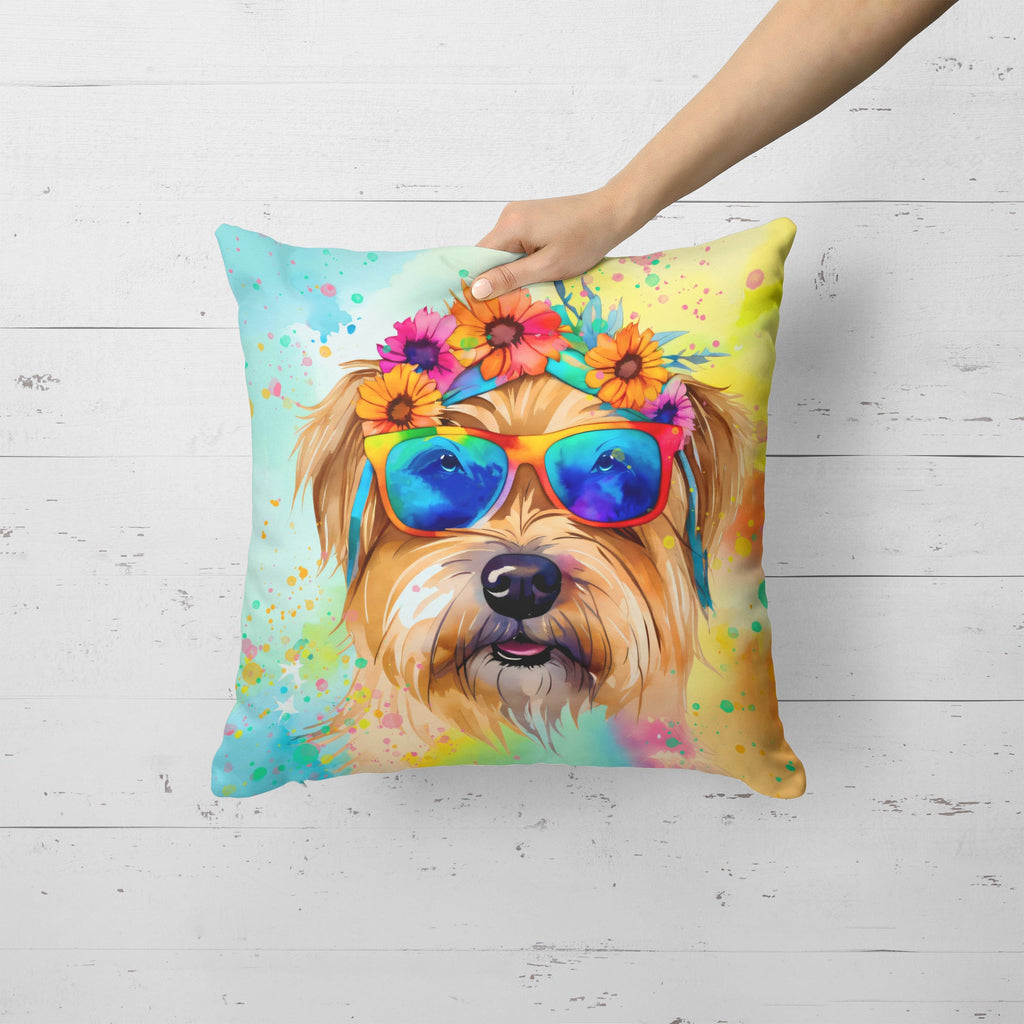Cairn Terrier Hippie Dawg Decorative Throw Pillow 18x18 Indoor Outdoor Accent Cushion, Fabric Cover with Insert for Sofa, Bed, Porch & Living Room