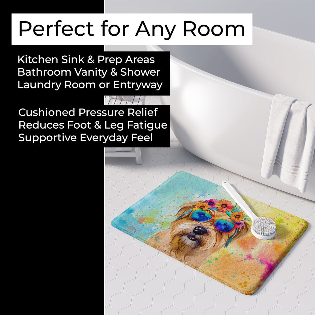 Cairn Terrier Hippie Dawg Memory Foam Kitchen Mat Machine Washable Anti-Fatigue Cushion Comfort Bath or Kitchen Rug