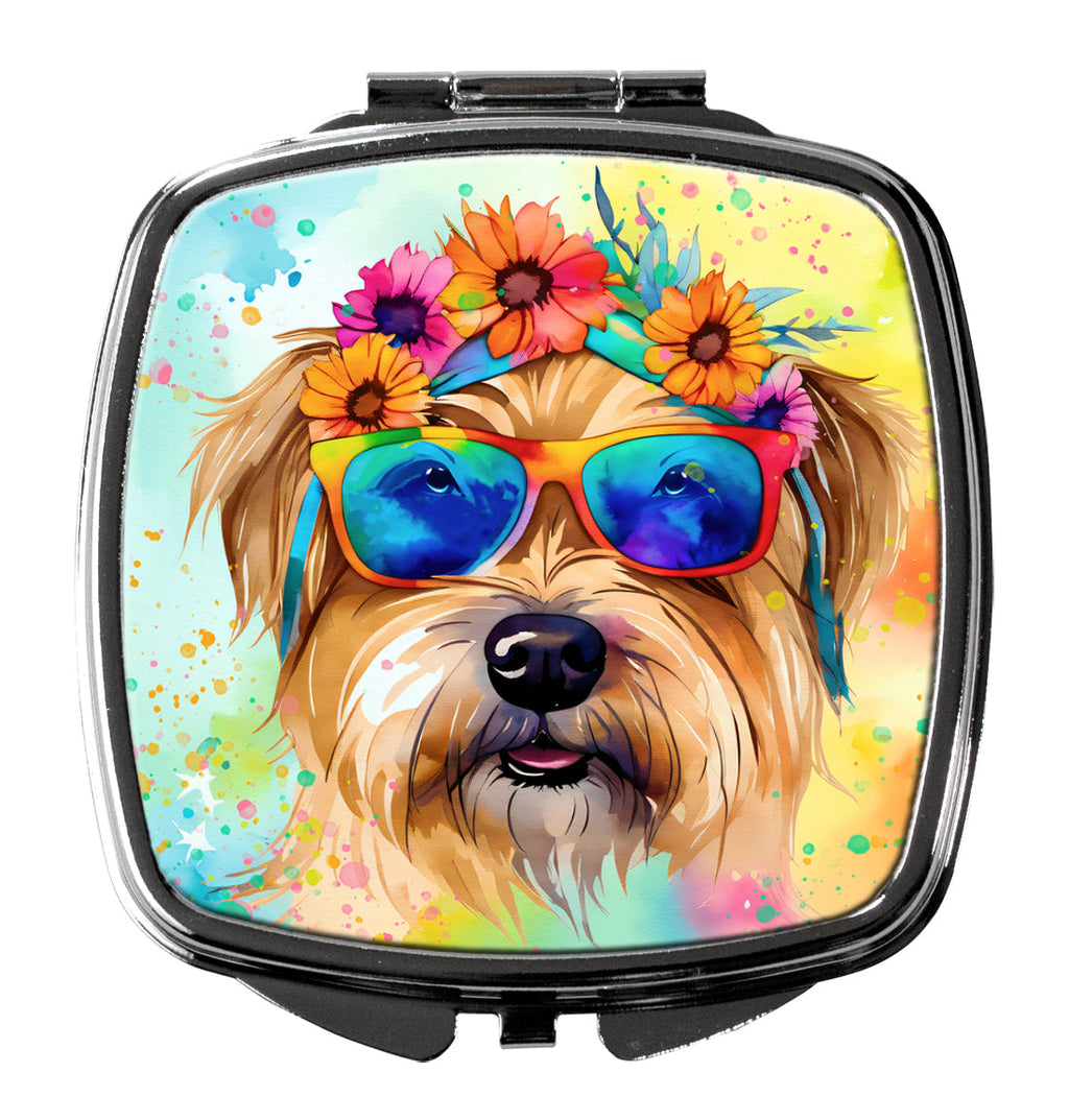 Cairn Terrier Hippie Dawg Compact Mirror Decorative Travel Makeup Mirror for Women Girls Gifts Pocket Makeup Mirror Folding Handheld