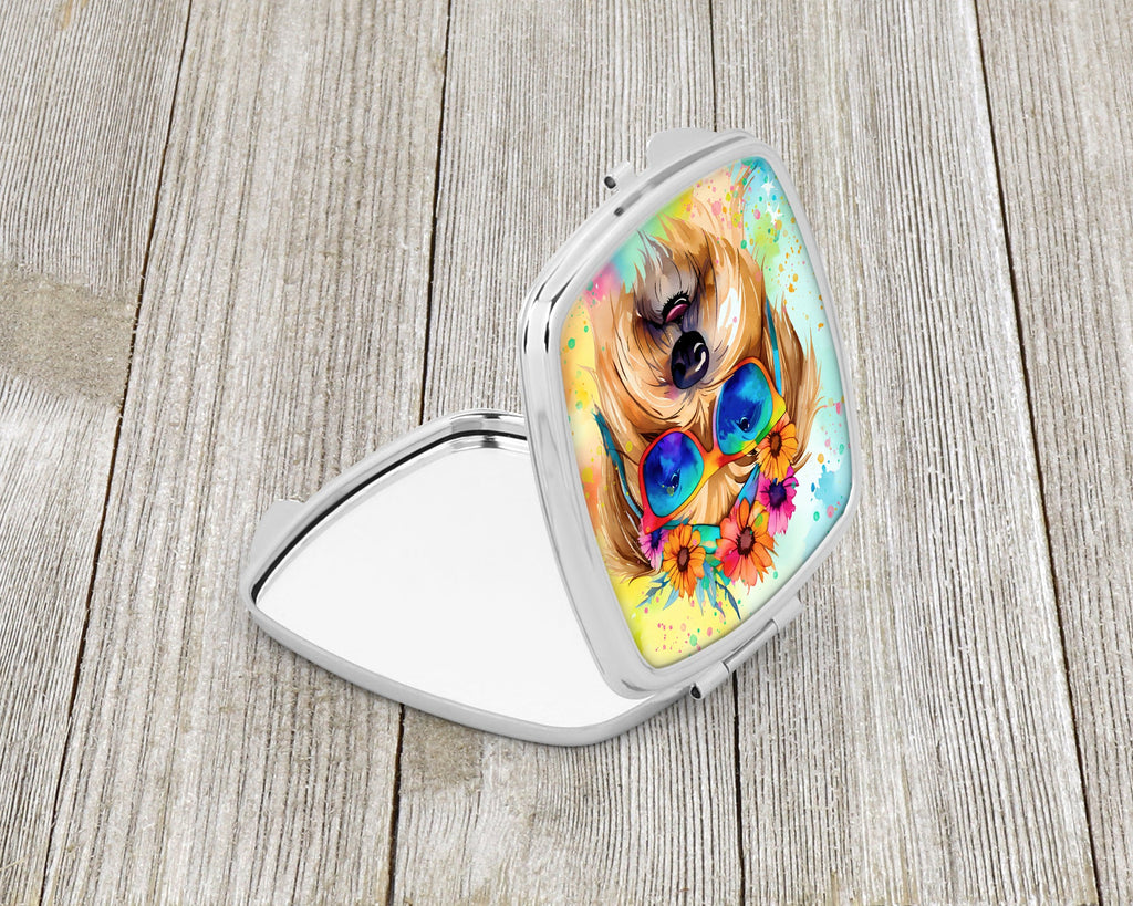 Cairn Terrier Hippie Dawg Compact Mirror Decorative Travel Makeup Mirror for Women Girls Gifts Pocket Makeup Mirror Folding Handheld