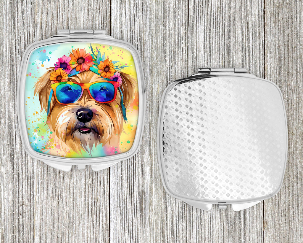 Cairn Terrier Hippie Dawg Compact Mirror Decorative Travel Makeup Mirror for Women Girls Gifts Pocket Makeup Mirror Folding Handheld