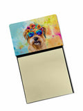 Cairn Terrier Hippie Dawg Watercolor Sticky Note Holder Refillable Dispenser Desk Accessory 3x3 Pad Gift