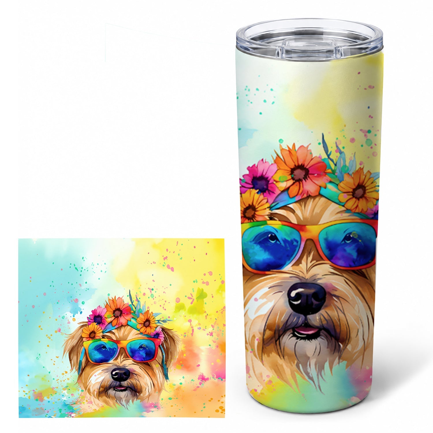Cairn Terrier Hippie Dawg Stainless Steel Skinny Tumbler 20 oz Vacuum Double Walled Reusable Insulated Travel Cup