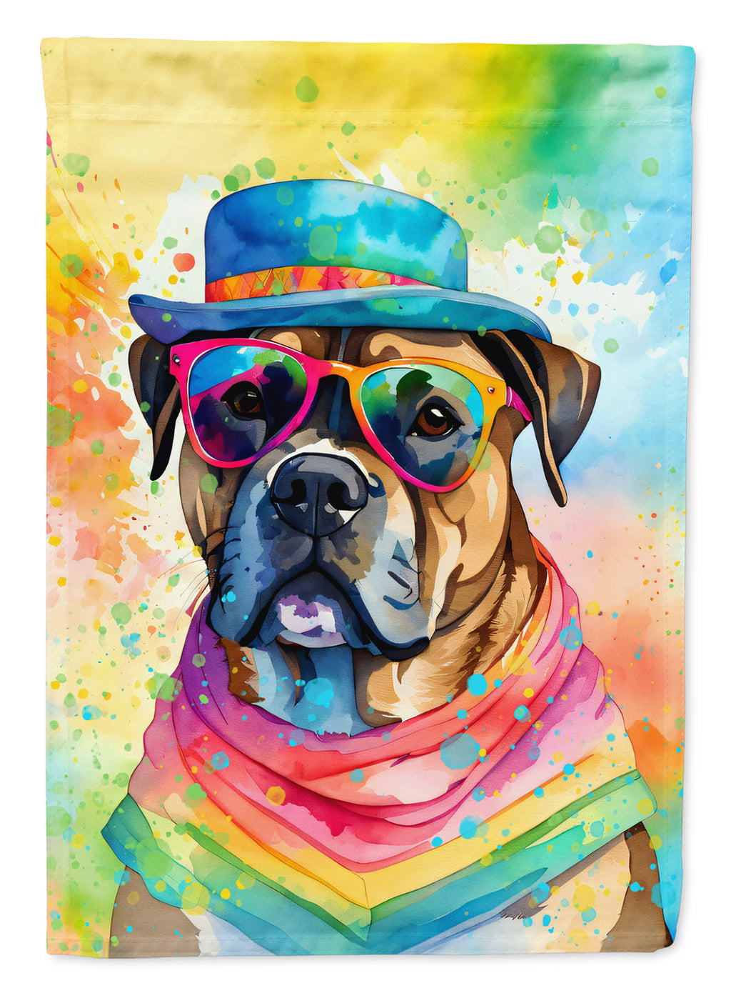 Cane Corso Hippie Dawg House Flag 28x40 Porch Sleeve Pole Decorative Outside Yard Banner Artwork Wall Hanging, Polyester