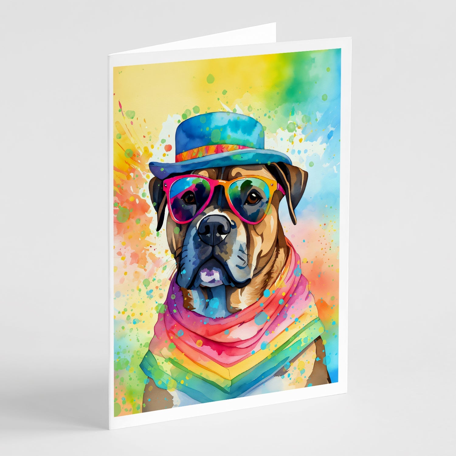 Cane Corso Hippie Dawg Greeting Cards Pack of 8 Blank Cards with Envelopes Whimsical A7 Size 5x7