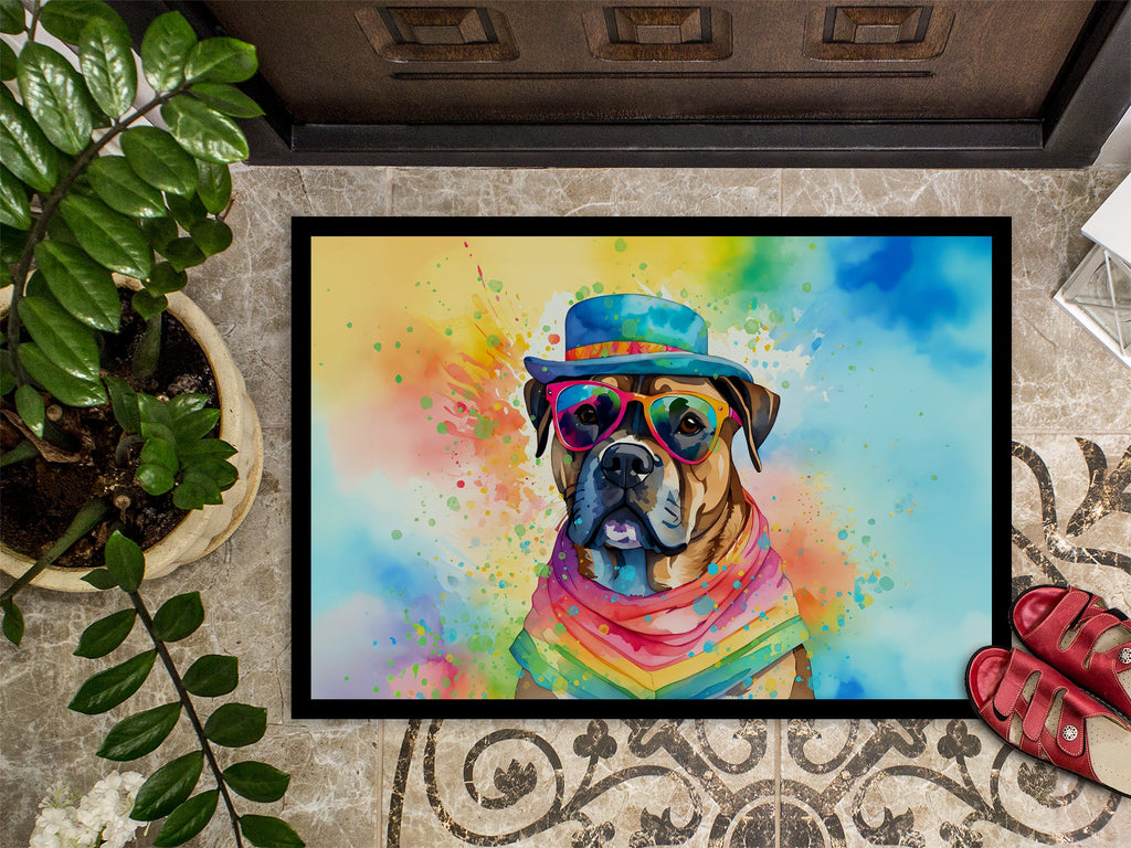 Cane Corso Hippie Dawg Doormat Indoor Outdoor 24H X 36W Front Door Mat Rugs for Entryway, Non Slip Washable Low Pile,