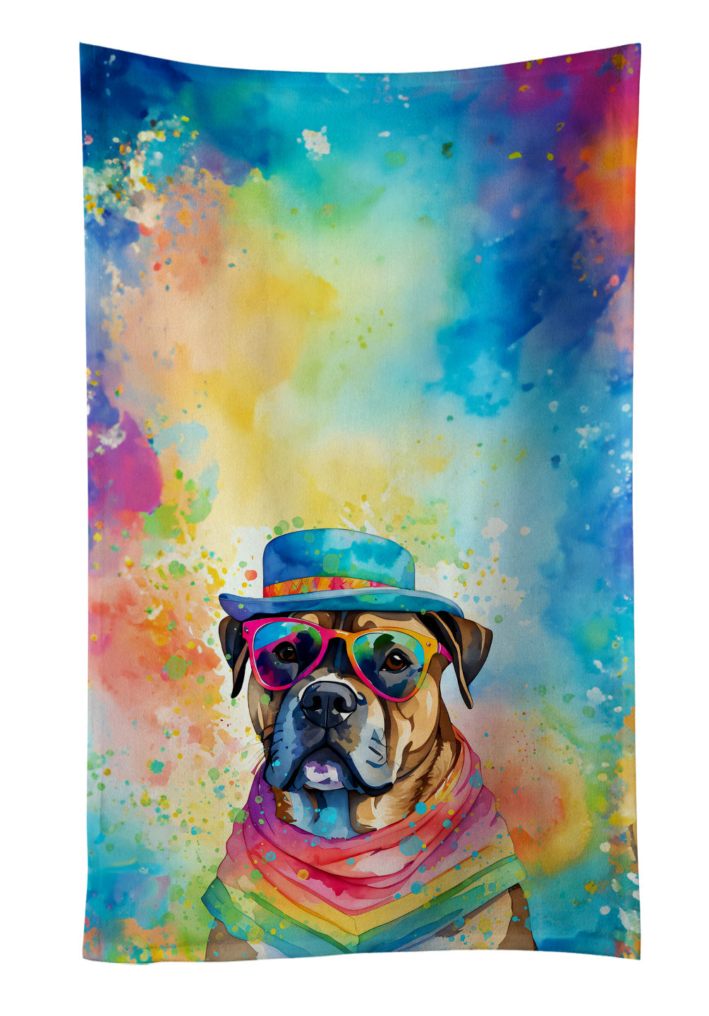 Cane Corso Hippie Dawg Kitchen Towel Velour Plush Front and Cotton Loop Back Machine Washable