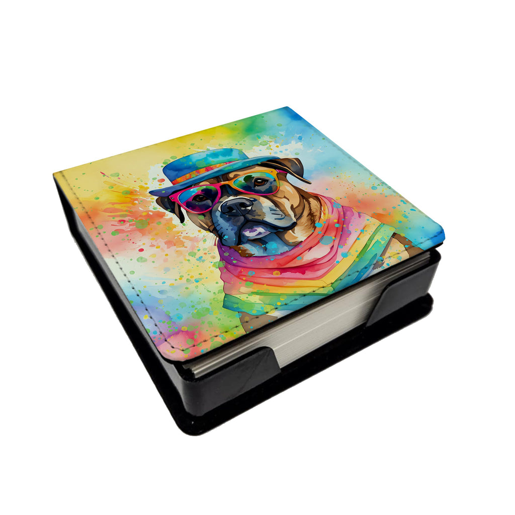 Cane Corso Hippie Dawg PU Leather Note Paper Holder with Artist-Designed Cover, Desk Accessory, Office Gift